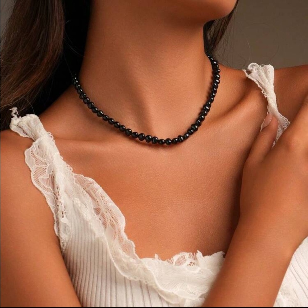 Black Blue Genuine Freshwater Pearl Necklace
